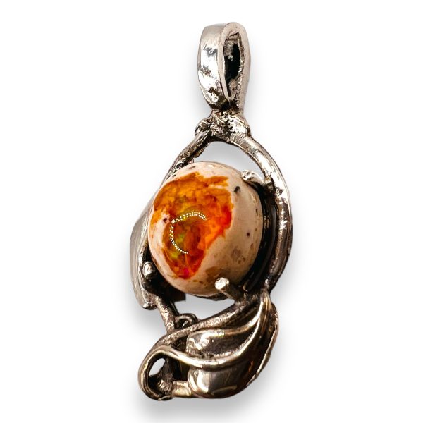 925 Sterling Silver Mexican Fire Opal Pendant - Image 3