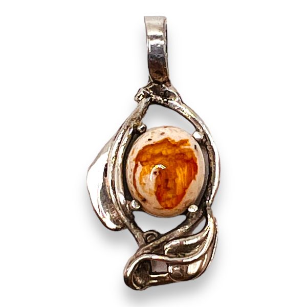 925 Sterling Silver Mexican Fire Opal Pendant - Image 7