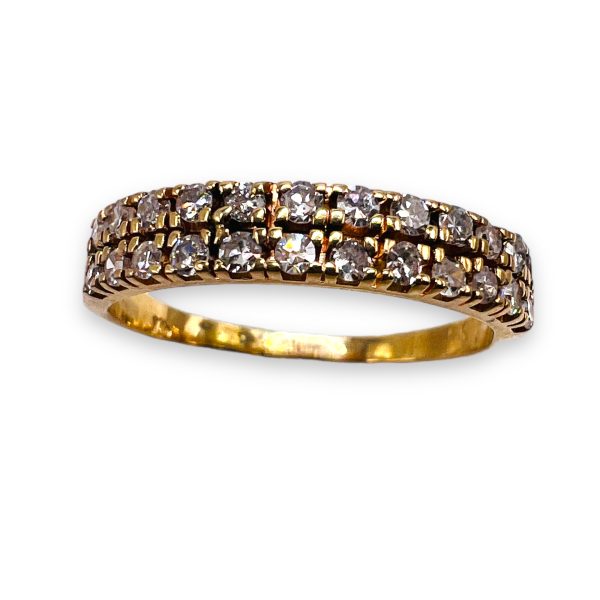 14k Gold Two-Row Diamond Band Ring Size 8.25 | Pre-owned - Image 10