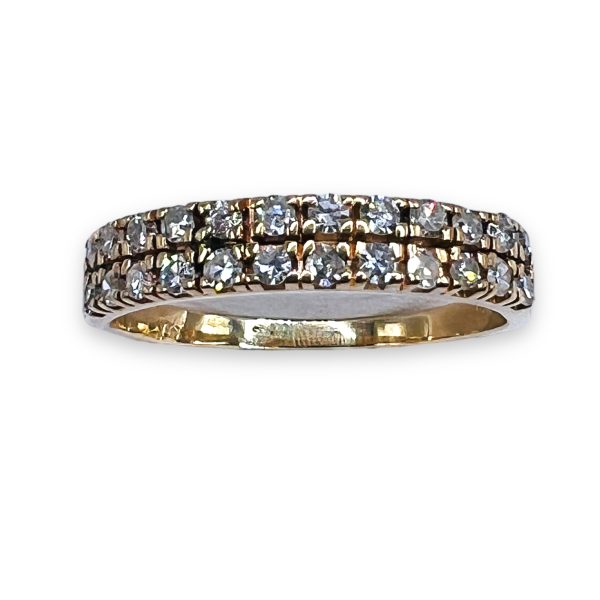 14k Gold Two-Row Diamond Band Ring Size 8.25 | Pre-owned - Image 5