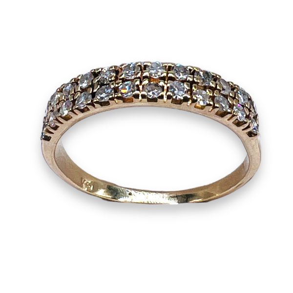 14k Gold Two-Row Diamond Band Ring Size 8.25 | Pre-owned - Image 4