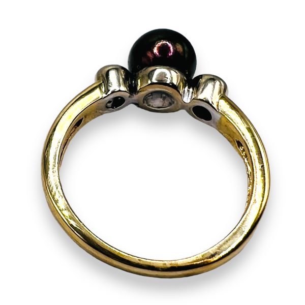 Black Pearl Diamond Ring, size 6.5  | Two-Tone 14k Gold - Image 4