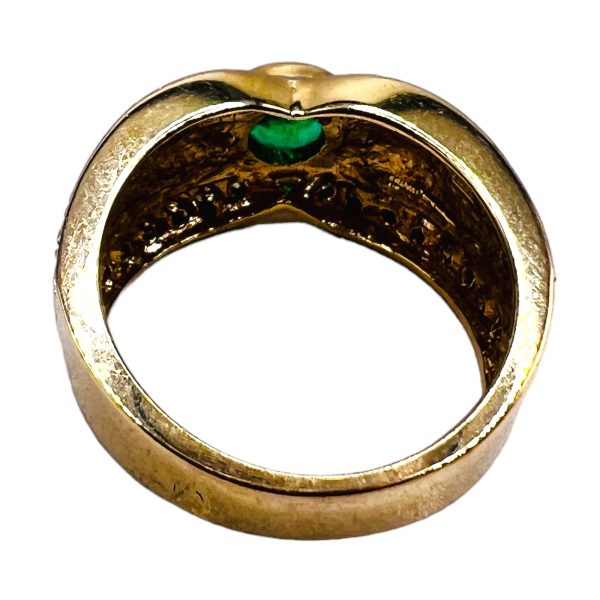 Emerald & Diamond Cocktail Ring, Size 7 | 14k Yellow Gold - Image 4