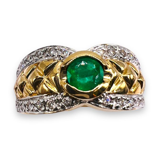 Emerald & Diamond Cocktail Ring, Size 7 | 14k Yellow Gold - Image 9