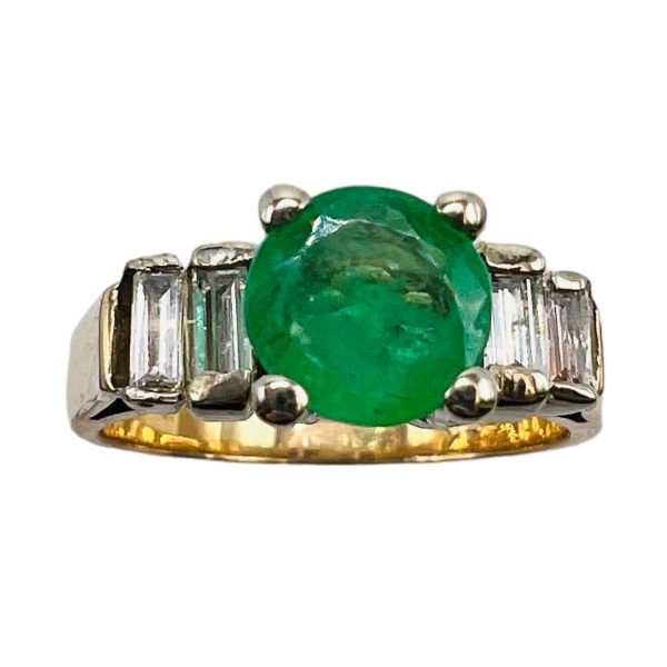 Genuine Green Emerald & Diamond Ring Size 5 | 14k Gold - Image 2