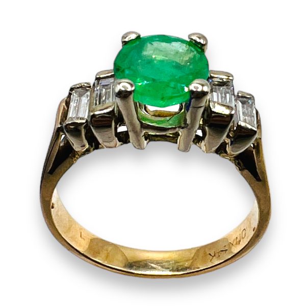 Genuine Green Emerald & Diamond Ring Size 5 | 14k Gold - Image 3