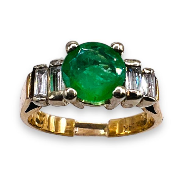 Genuine Green Emerald & Diamond Ring Size 5 | 14k Gold