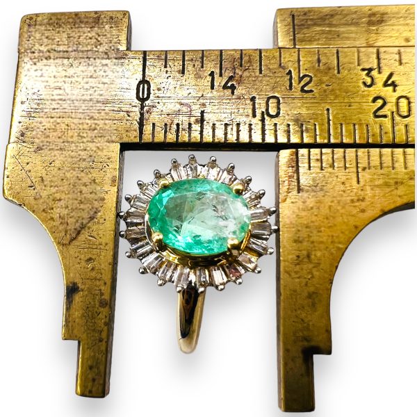 Emerald & Diamond Halo Cocktail Ring, Size 6 | 14k Gold - Image 3