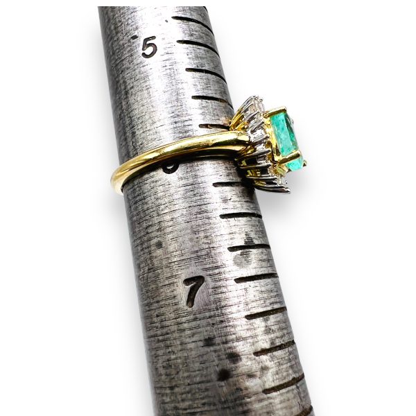 Emerald & Diamond Halo Cocktail Ring, Size 6 | 14k Gold - Image 7