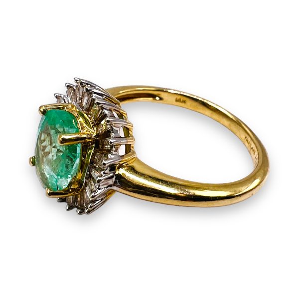 Emerald & Diamond Halo Cocktail Ring, Size 6 | 14k Gold - Image 10