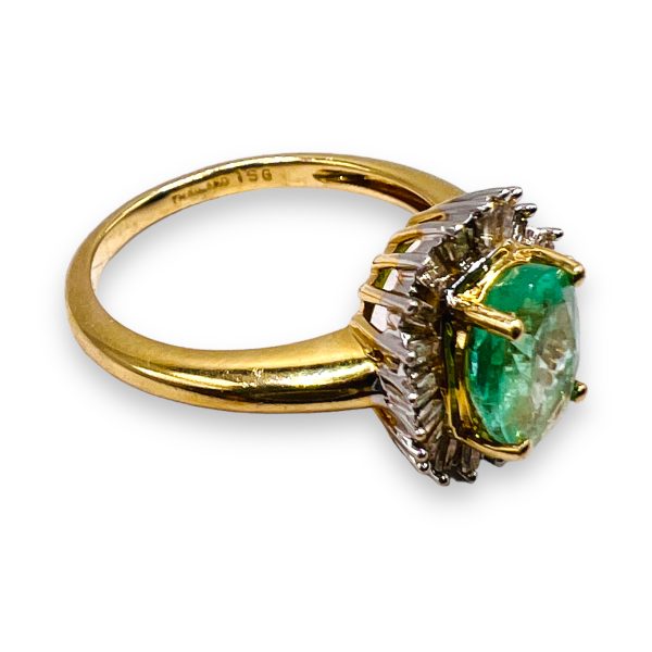 Emerald & Diamond Halo Cocktail Ring, Size 6 | 14k Gold - Image 5