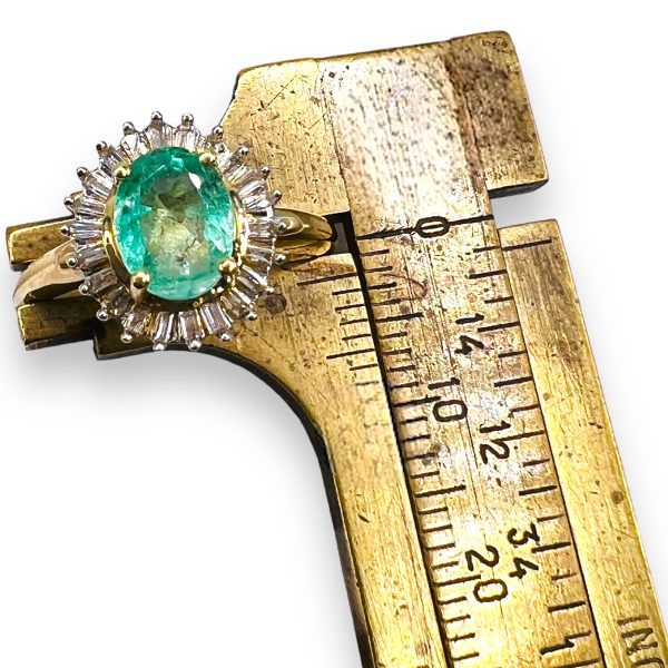 Emerald & Diamond Halo Cocktail Ring, Size 6 | 14k Gold - Image 6