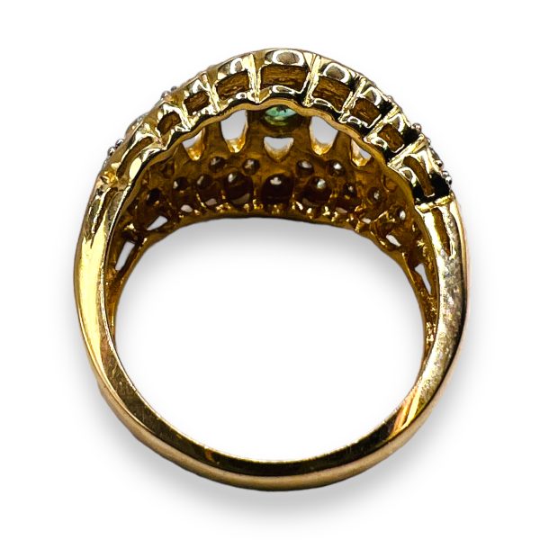 14k Yellow Gold Emerald Diamond Cluster Ring, size 6.75 - Image 3