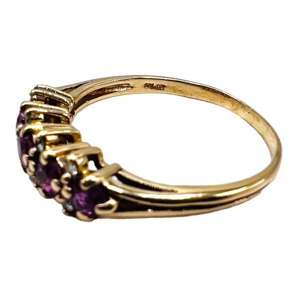 14k Yellow Gold Ruby & Diamonds Band Ring 8.5 | Pre-owned - Image 2