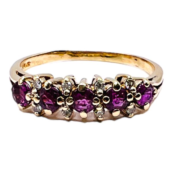 14k Yellow Gold Ruby & Diamonds Band Ring 8.5 | Pre-owned - Image 10