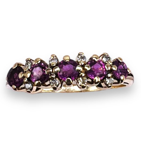 14k Yellow Gold Ruby & Diamonds Band Ring 8.5 | Pre-owned - Image 3