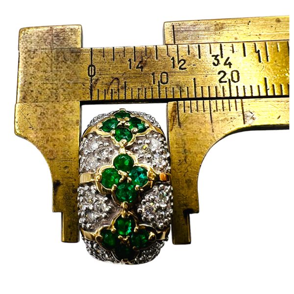 Emerald & Diamond Dome Cocktail Ring Size 7 | 14k Yellow - Image 6