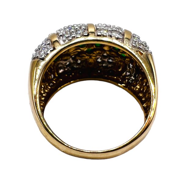 Emerald & Diamond Dome Cocktail Ring Size 7 | 14k Yellow - Image 4