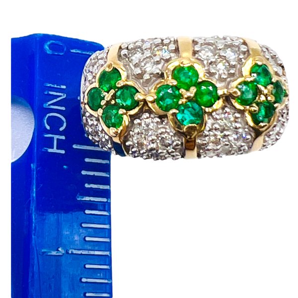 Emerald & Diamond Dome Cocktail Ring Size 7 | 14k Yellow - Image 8