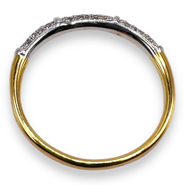 14k Yellow Gold Two-Tone Pave Diamond Band Ring, size 7 - Image 2