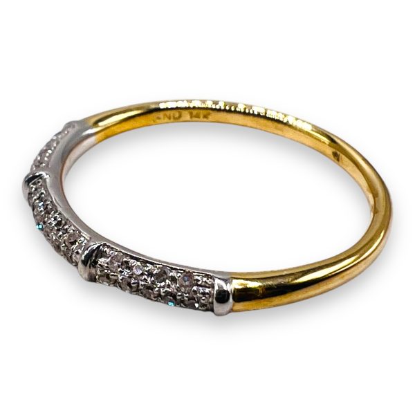 14k Yellow Gold Two-Tone Pave Diamond Band Ring, size 7 - Image 3