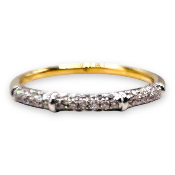 14k Yellow Gold Two-Tone Pave Diamond Band Ring, size 7 - Image 4