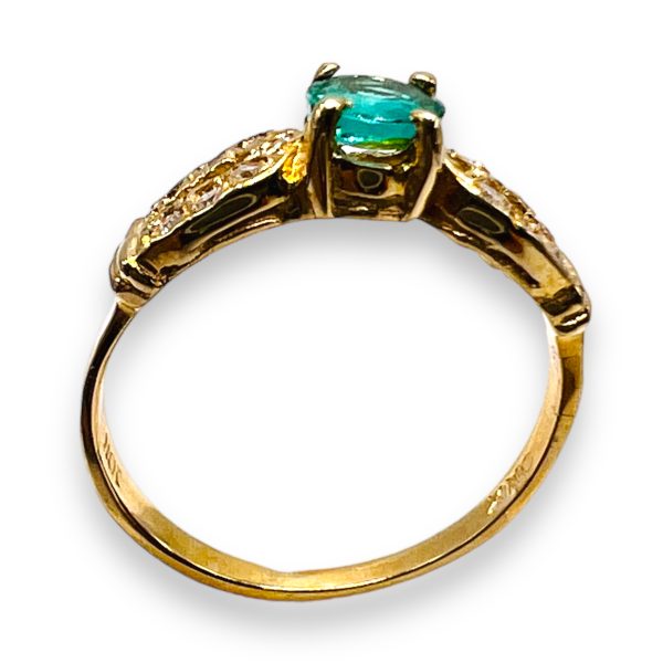 Green Emerald & Diamond Pinky Ring 10k Gold Size 3.75 - Image 9