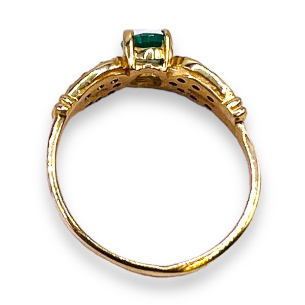 Green Emerald & Diamond Pinky Ring 10k Gold Size 3.75 - Image 4