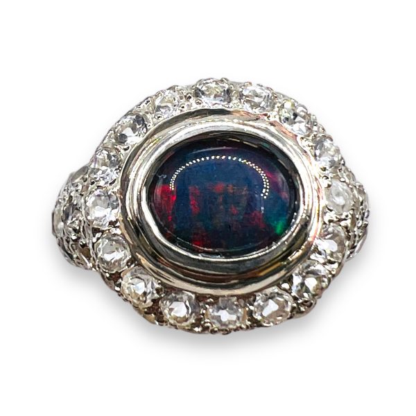 Black Opal Cubic Zirconia High Dome Ring Size 10 | Silver - Image 8