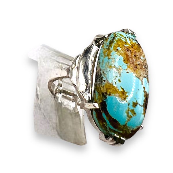 Sterling Silver Natural Untreated Turquoise Ring, size 4 - Image 2