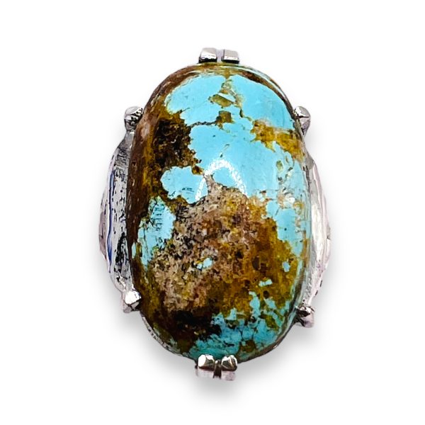 Sterling Silver Natural Untreated Turquoise Ring, size 4 - Image 8