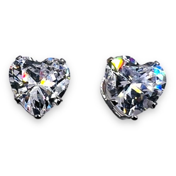 14k Gold Heart Shape Cubic Zirconia Earrings | 14k Gold