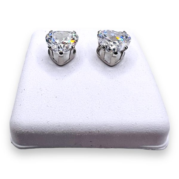 14k Gold Heart Shape Cubic Zirconia Earrings | 14k Gold - Image 6