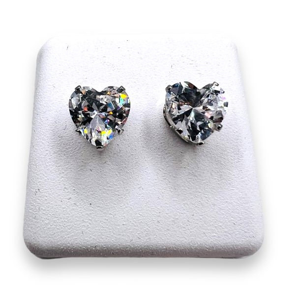 14k Gold Heart Shape Cubic Zirconia Earrings | 14k Gold - Image 2