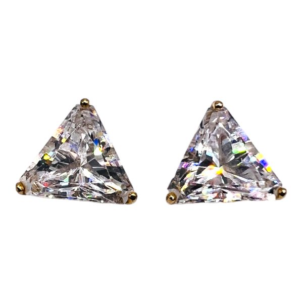 14k Yellow Gold Cubic Zirconia Triangular Earrings