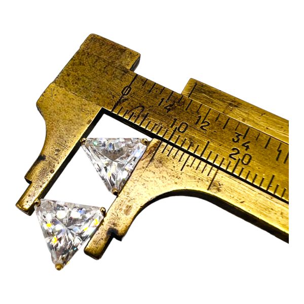 14k Yellow Gold Cubic Zirconia Triangular Earrings - Image 6