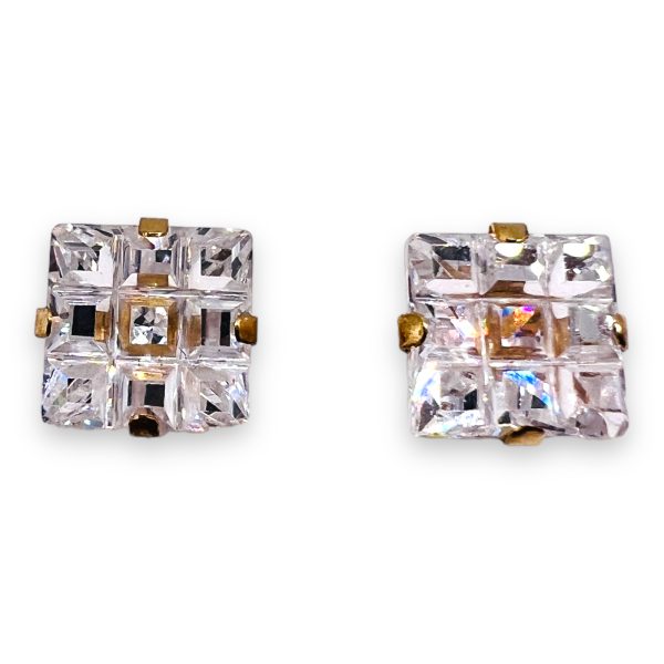 Square Cubic Zirconia Stud Earrings | 14k Yellow Gold