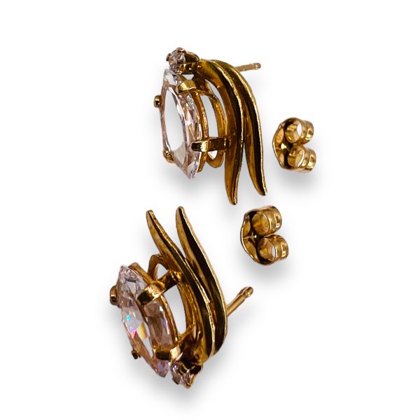 14k Yellow Gold Cubic Zirconia Marquis Post/Stud Earrings - Image 4