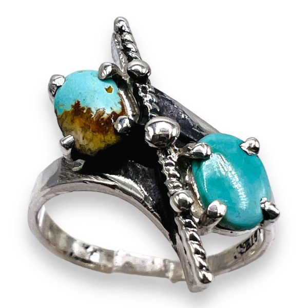 Unique Design Persian Turquoise Ring, Size 6.25 | Silver