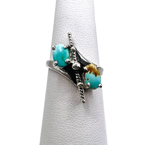 Unique Design Persian Turquoise Ring, Size 6.25 | Silver - Image 6