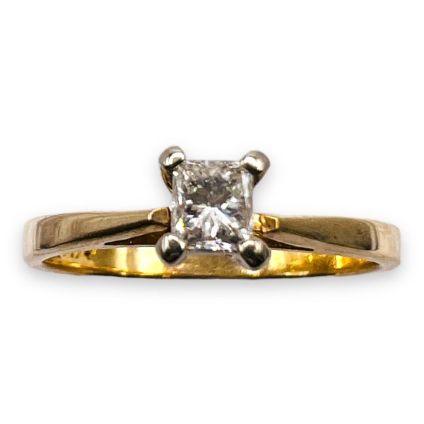 Two-Tone Diamond Solitaire Ring 14k Gold, Size 6.75 - Image 9