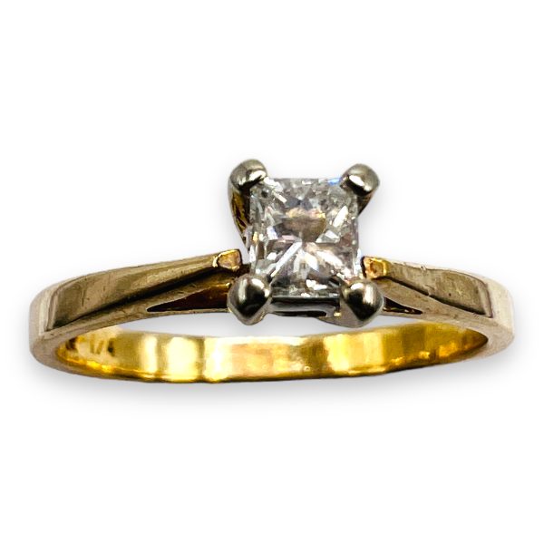 Two-Tone Diamond Solitaire Ring 14k Gold, Size 6.75 - Image 3