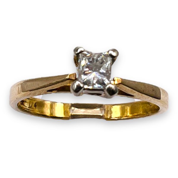 Two-Tone Diamond Solitaire Ring 14k Gold, Size 6.75 - Image 8