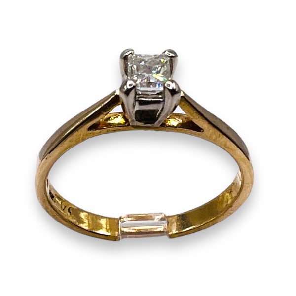 Two-Tone Diamond Solitaire Ring 14k Gold, Size 6.75 - Image 6