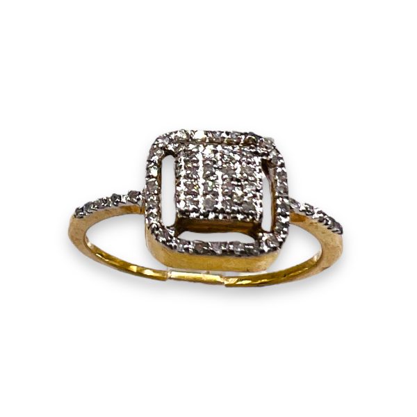 Diamond Square Micro Pave Ring 10k Gold Ring Size 7.5 - Image 10