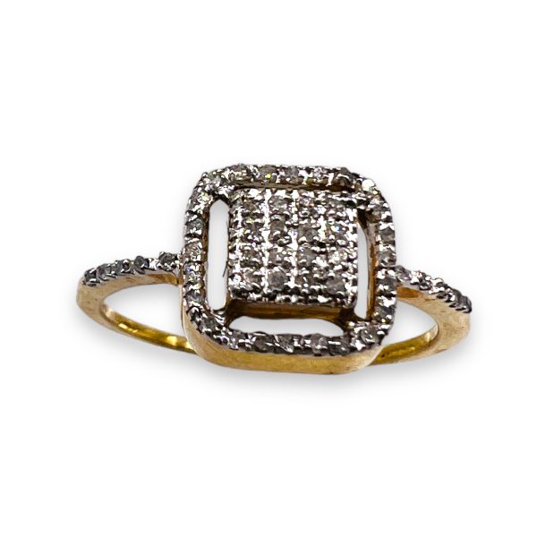 Diamond Square Micro Pave Ring 10k Gold Ring Size 7.5 - Image 9