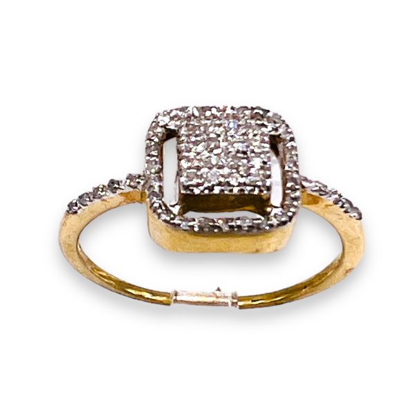 Diamond Square Micro Pave Ring 10k Gold Ring Size 7.5 - Image 3