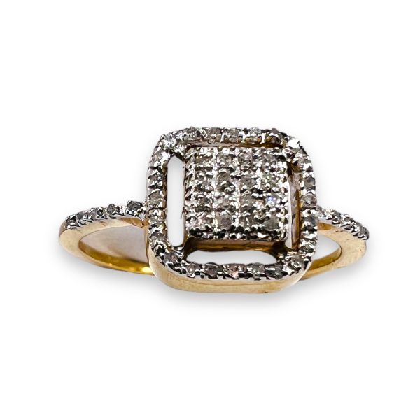 Diamond Square Micro Pave Ring 10k Gold Ring Size 7.5