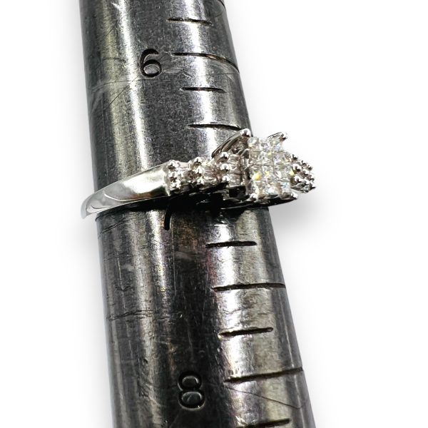 14k Gold Diamond Cluster Ring with Baguette Side Stones - Image 6