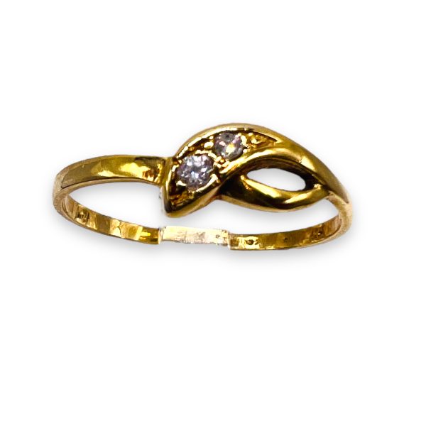 14k Yellow Gold Women's Diamond Snake Band Ring, Size 6.25